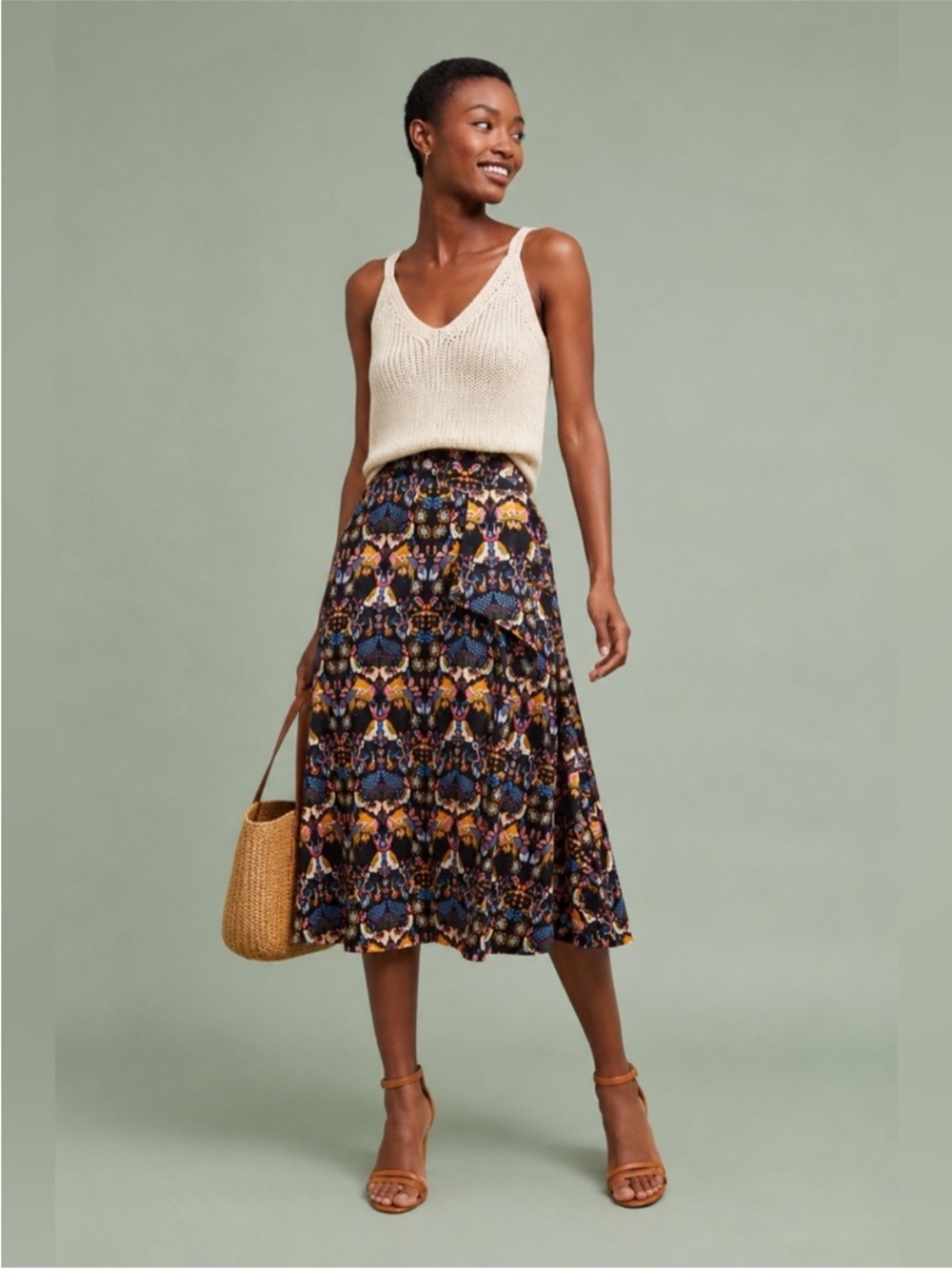 Eva Franco Whimsy Midi Skirt From Anthropologie - NWOT - size 2